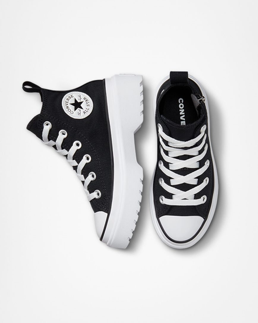 Zapatos Plataforma Converse Chuck Taylor All Star Lugged Lift Canvas Altas Niña Negras Blancas | PE 4PW057